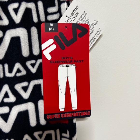 NWT Fila Boys 2 Pair Pyjama Bottoms Fleece Flame Resistant Size 8 Elastic Waist - Picture 11 of 14